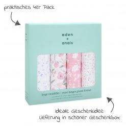 Aden + anais Mullwindel / Mulltuch / Pucktuch - Classic Swaddles - 4er Pack - 120 x 120 cm - Ma Fleur -Wickeln Verkaufsladen aden anais mullwindel mulltuch pucktuch classic swaddles 4er pack 120 x 120 cm ma fleur aswc40007 d2
