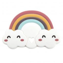 Bieco Beißring aus Silikon - Regenbogen & Wolken