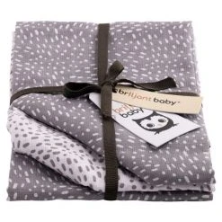 Briljant Baby Mullwindeln 3er Pack 70 x 70 cm - Minimal Dots - Weiß Grau