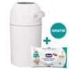 Chicco Windeleimer Odour Off - für herkömmliche Müllbeutel + Gratis Feuchttücher 60er Pack - White