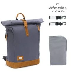 Fillikid Wickelrucksack Rolltop Canvas inkl. Wickelunterlage - Grau -Wickeln Verkaufsladen fillikid wickelrucksack rolltop canvas inkl wickelunterlage grau kp6300 41 d2