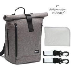 Fillikid Wickelrucksack Rolltop Dublin inkl. Wickelunterlage - Grau Melange -Wickeln Verkaufsladen fillikid wickelrucksack rolltop dublin inkl wickelunterlage grau melange 7309 17 d2