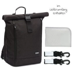 Fillikid Wickelrucksack Rolltop Dublin inkl. Wickelunterlage - Schwarz -Wickeln Verkaufsladen fillikid wickelrucksack rolltop dublin inkl wickelunterlage schwarz 7309 06 d2
