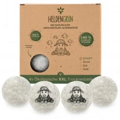 Heldengrün Öko-Trocknerbälle - 4er Pack - Nachhaltiger Weichspüler