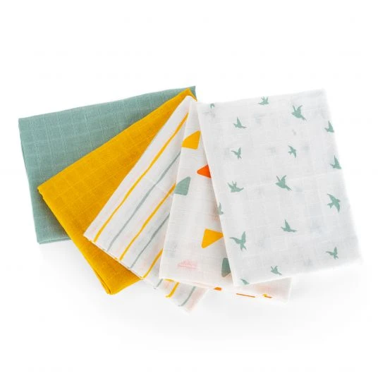 LaLoona Mullwindeln / Mulltücher / Spucktücher 5er Pack 70 x 70 cm - Gelb Grün 2 LaLoona Mullwindeln / Mulltücher / Spucktücher 5er Pack 70 x 70 cm - Gelb Grün – Bild 2