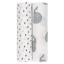 Lässig Einschlag- & Mulltuch 2er Pack Heavenly Soft Swaddle XL - Bambus 120 x 120 cm - Little Water Whale -Wickeln Verkaufsladen lassig einschlag mulltuch 2er pack heavenly soft swaddle xl bambus 120 x 120 cm little water whale 1312002452 d1