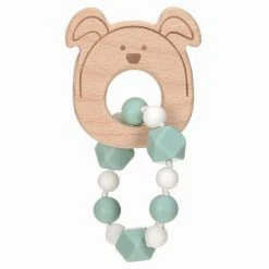 Lässig Greif- & Beißring aus Holz mit Silikonkette - Little Chums Dog