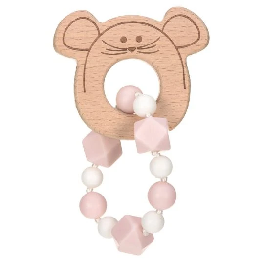 Lässig Greif- & Beißring aus Holz mit Silikonkette - Little Chums Mouse 1 Lässig Greif- & Beißring aus Holz mit Silikonkette - Little Chums Mouse