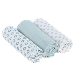Lässig Mulltuch 3er Pack Swaddle & Burp Blanket L 85 x 85 cm - Little Chums Stars - Light Mint
