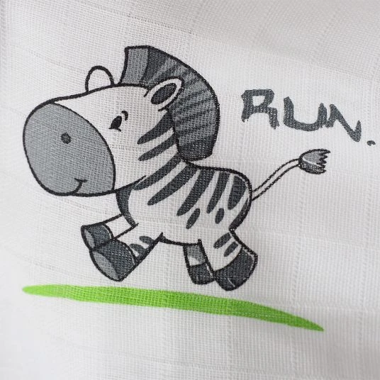 Makian Mullwindel / Mulltuch 4er Pack 80 x 80 cm - Zebra Weiß Grün 2 Makian Mullwindel / Mulltuch 4er Pack 80 x 80 cm - Zebra Weiß Grün – Bild 2