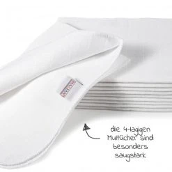 Makian Mullwindeln / Mulltücher / Spucktücher 10er Pack 35 x 50 cm - Weiß -Wickeln Verkaufsladen makian mullwindeln mulltucher spucktucher 10er pack 35 x 50 cm weiss dpb 10 d2