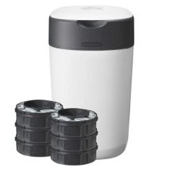 Tommee Tippee Windeleimer Twist and Click Sangenic inkl. 6 Nachfüllkassetten - Greenfilm™ - Weiß